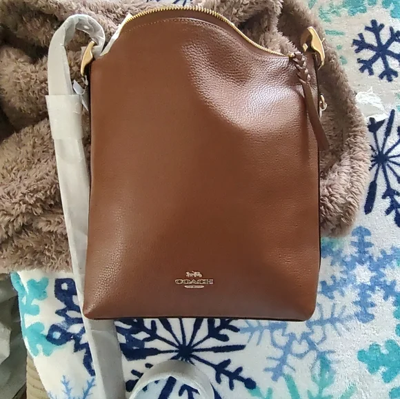 NWT Coach Tan Leather Crossbody Bag - Picture 1 of 11